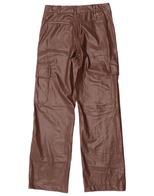Pantaloni cargo in ecopelle Zara da donna piccoli W26 L31 marroni