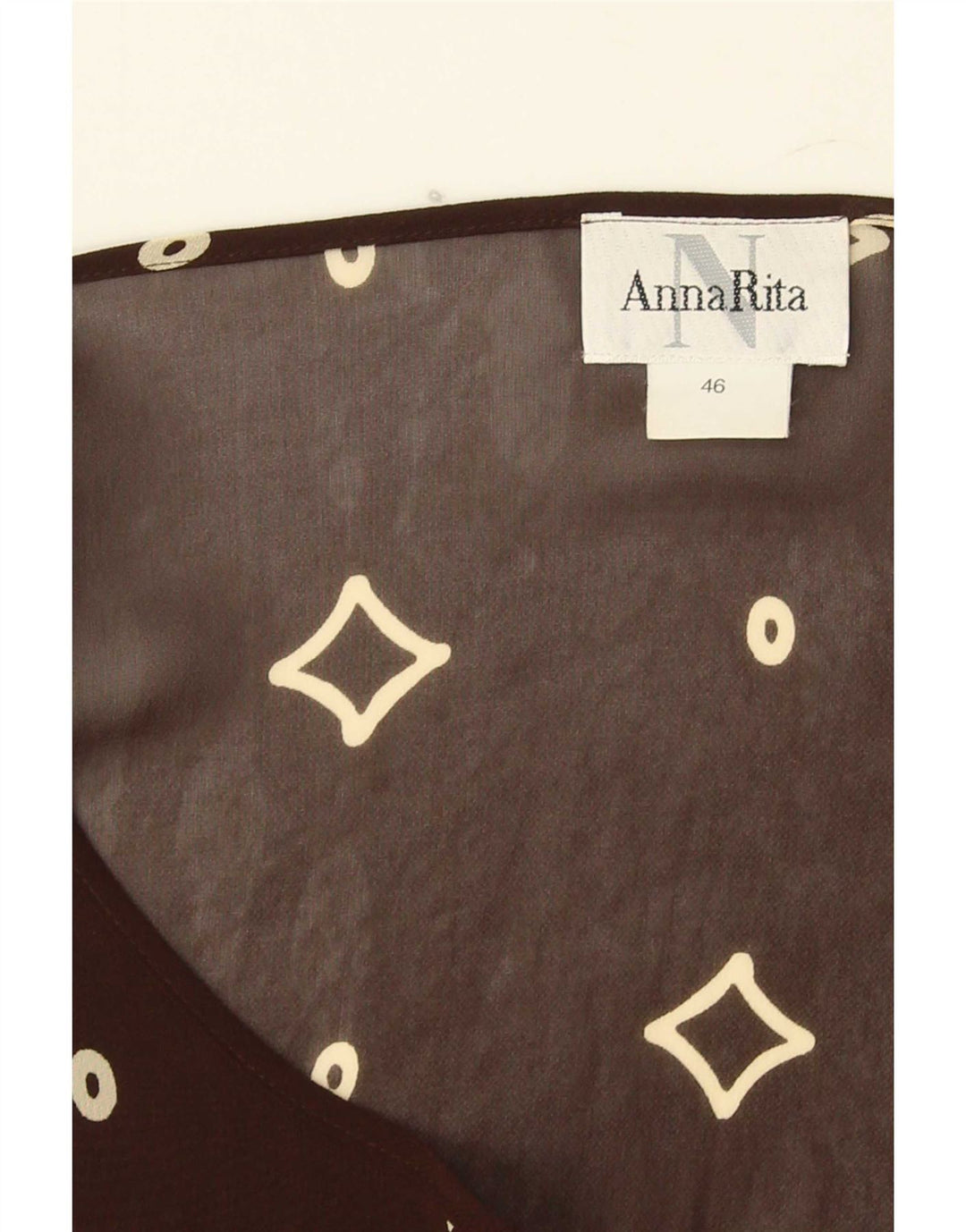 Abito vintage da donna a trapezio trasparente IT 46 grande marrone geometrico