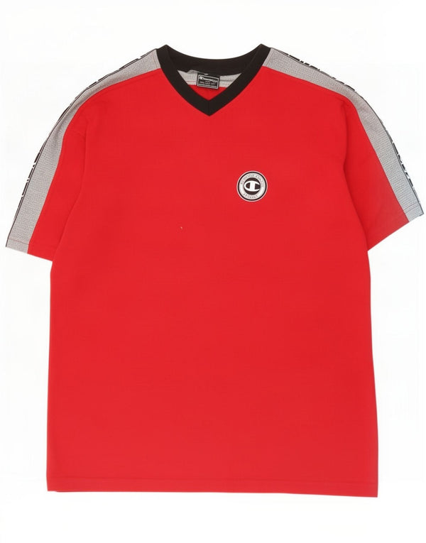 T-shirt grafica da uomo Champion Top grande in cotone color block rosso