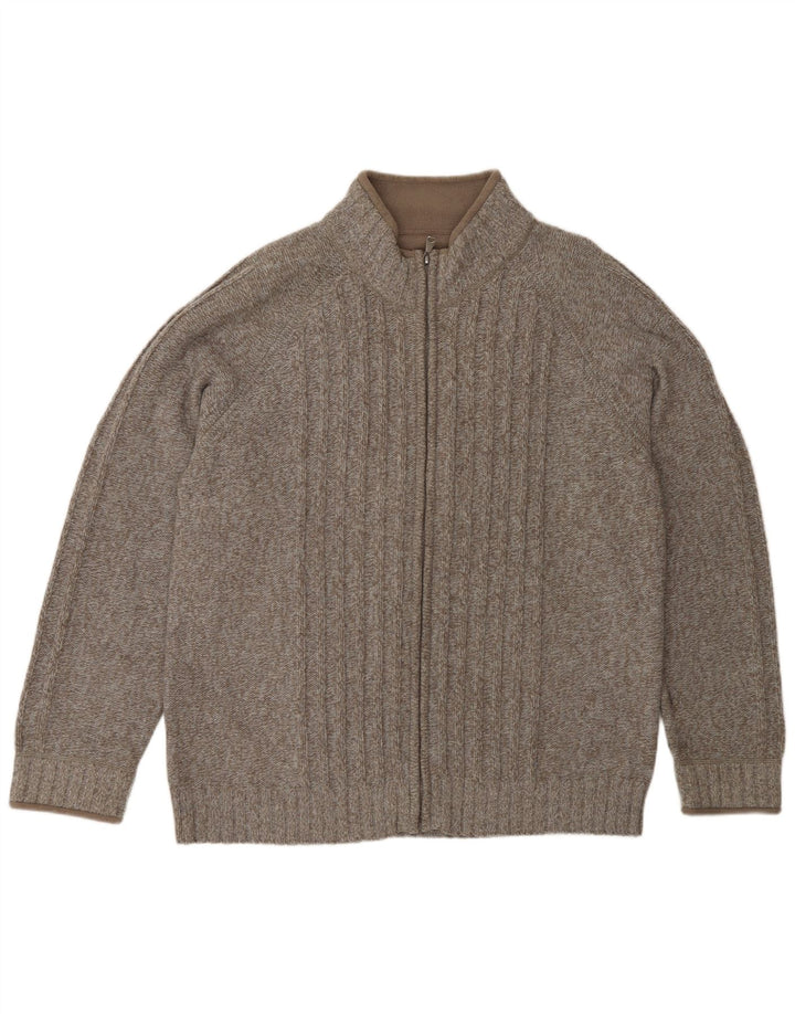 Maglione cardigan da uomo Marks & Spencer grande lana screziata marrone