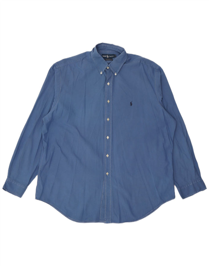 RALPH LAUREN Camicia da uomo Yarmouth vestibilità ampia taglia 17 XL cotone blu
