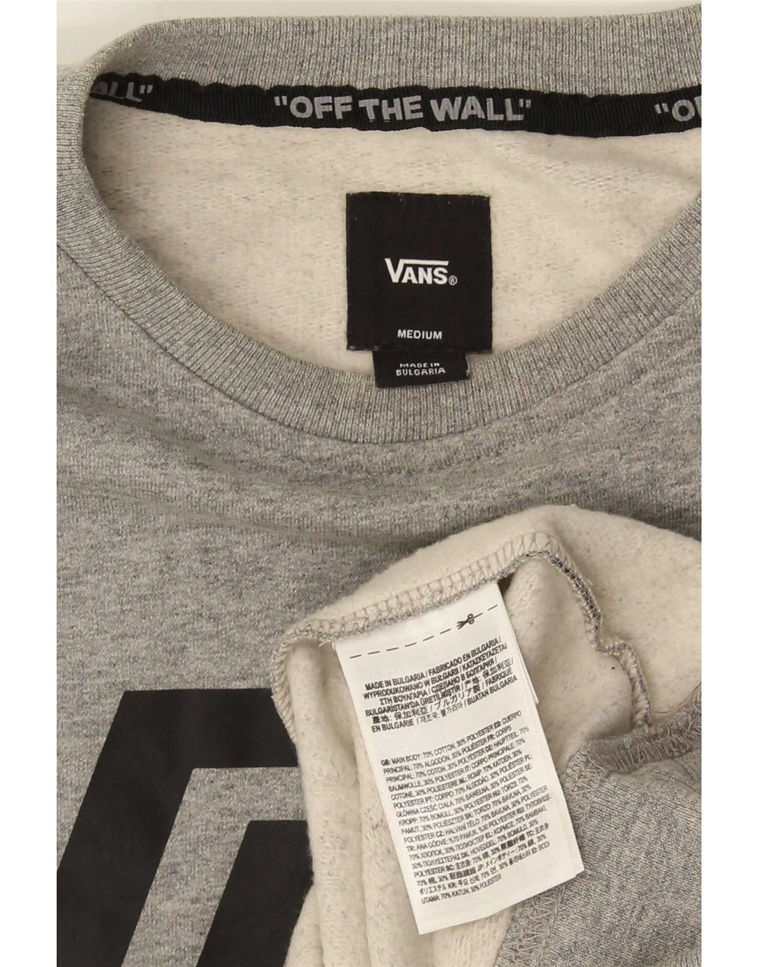 Felpa con grafica da uomo Vans, maglione, cotone grigio medio