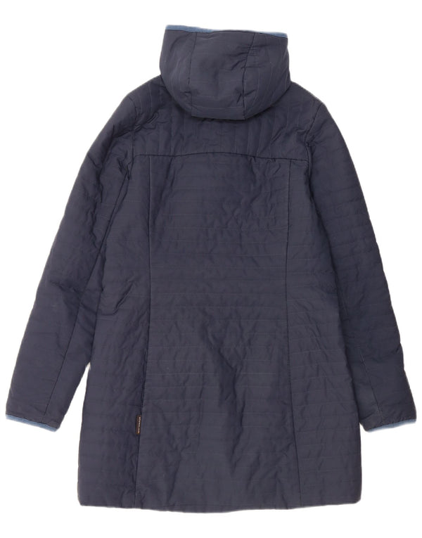 JACK WOLFSKIN Cappotto imbottito con cappuccio da donna UK 6 XS Poliestere blu navy