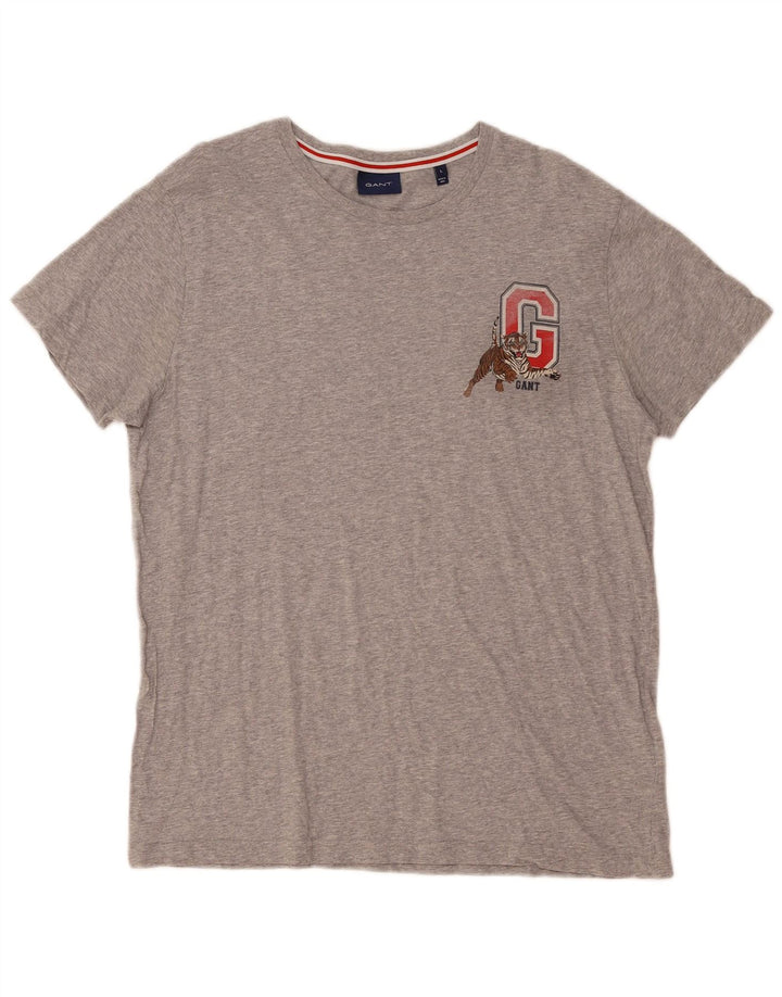 Gant T-shirt grafica da uomo Top grande in cotone grigio