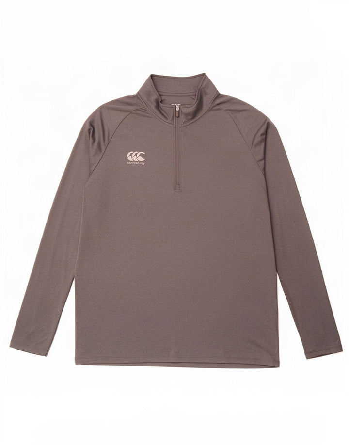 Canterbury - Top da tuta pullover con zip e collo da uomo, grande, in poliestere grigio