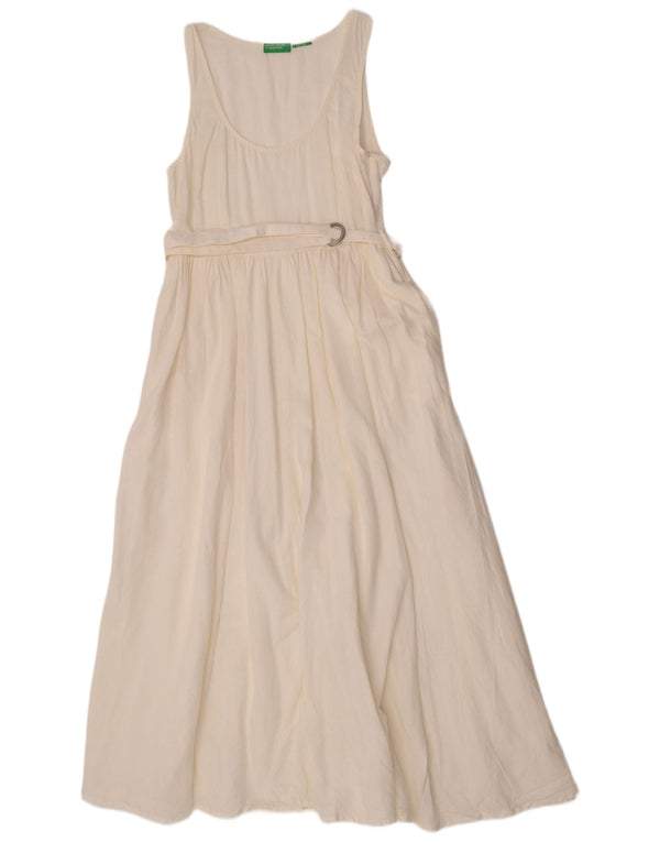 Abito lungo senza maniche da donna Benetton UK 14 Grande lino bianco sporco