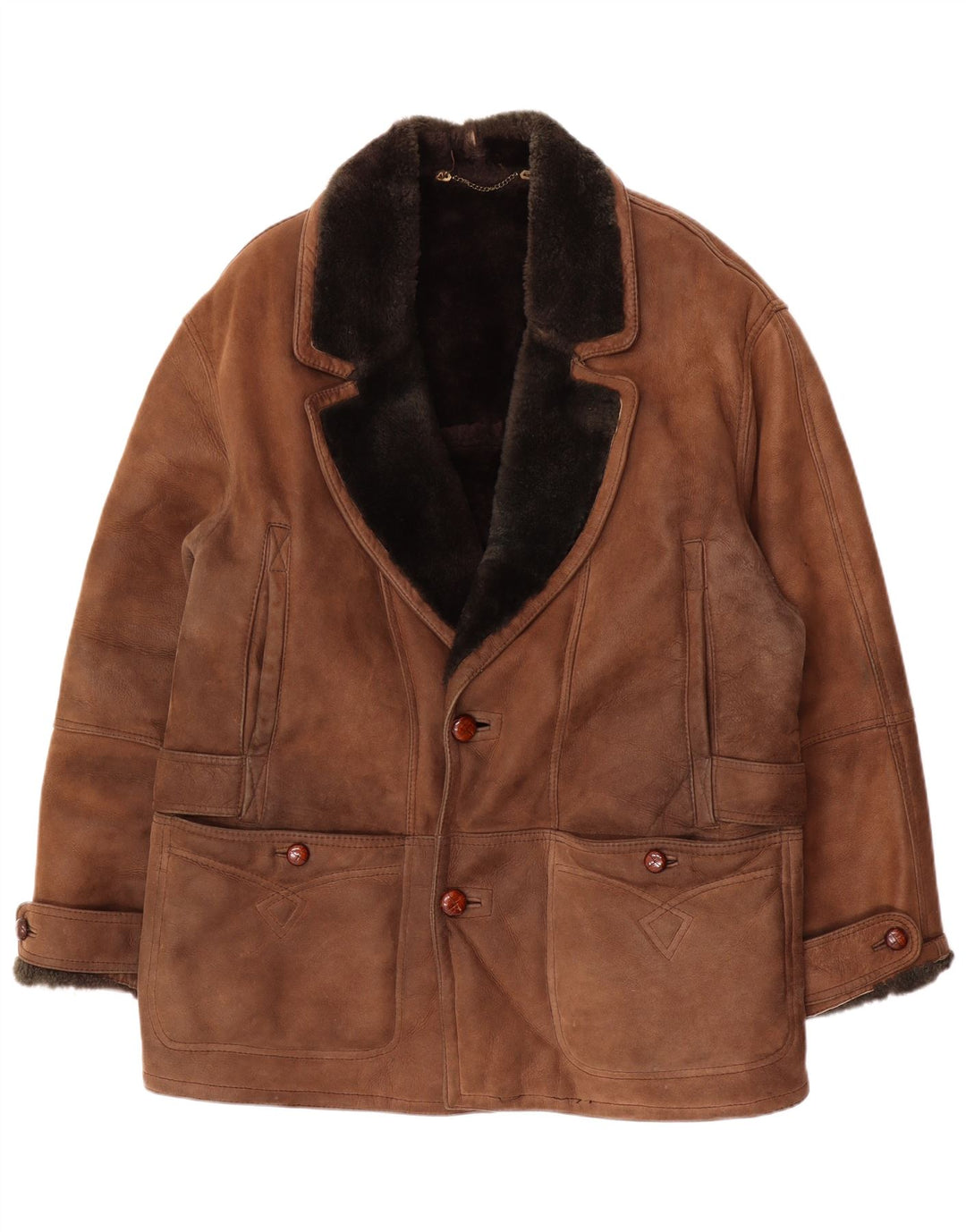 Giacca in montone da uomo Giamax IT 54 2XL Shearling marrone