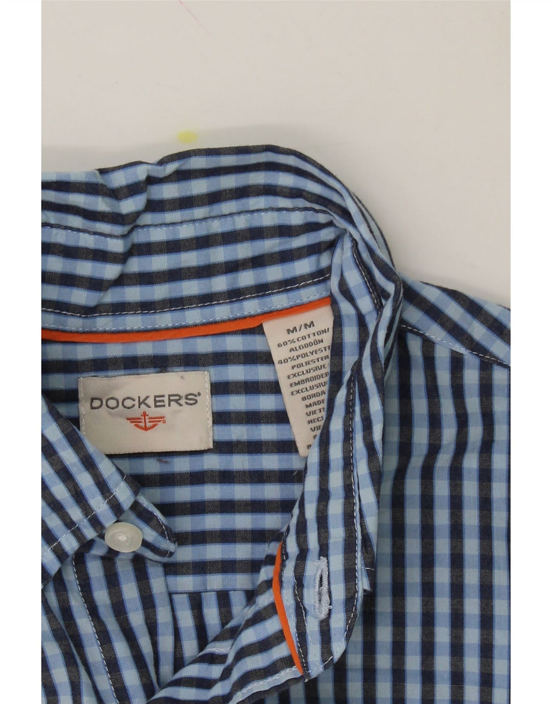 DOCKERS Mens Shirt Medium Blue Gingham Cotton Vintage Dockers and Second-Hand Dockers from Messina Hembry 