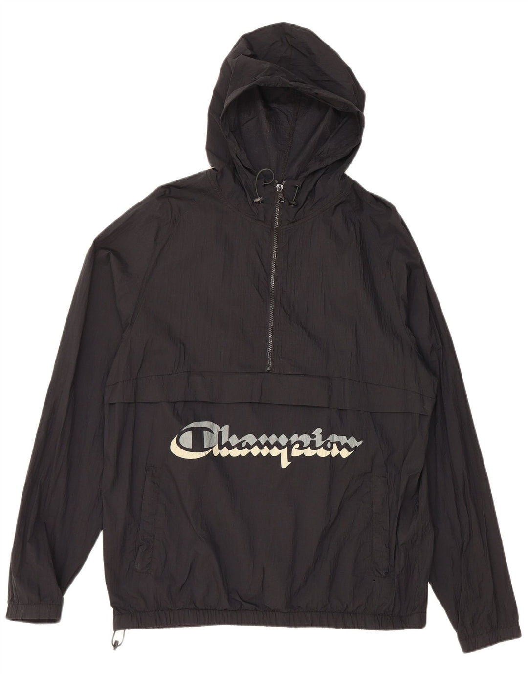 CHAMPION Giacca antipioggia da uomo con cappuccio pullover UK 40 Large Nero Poliammide