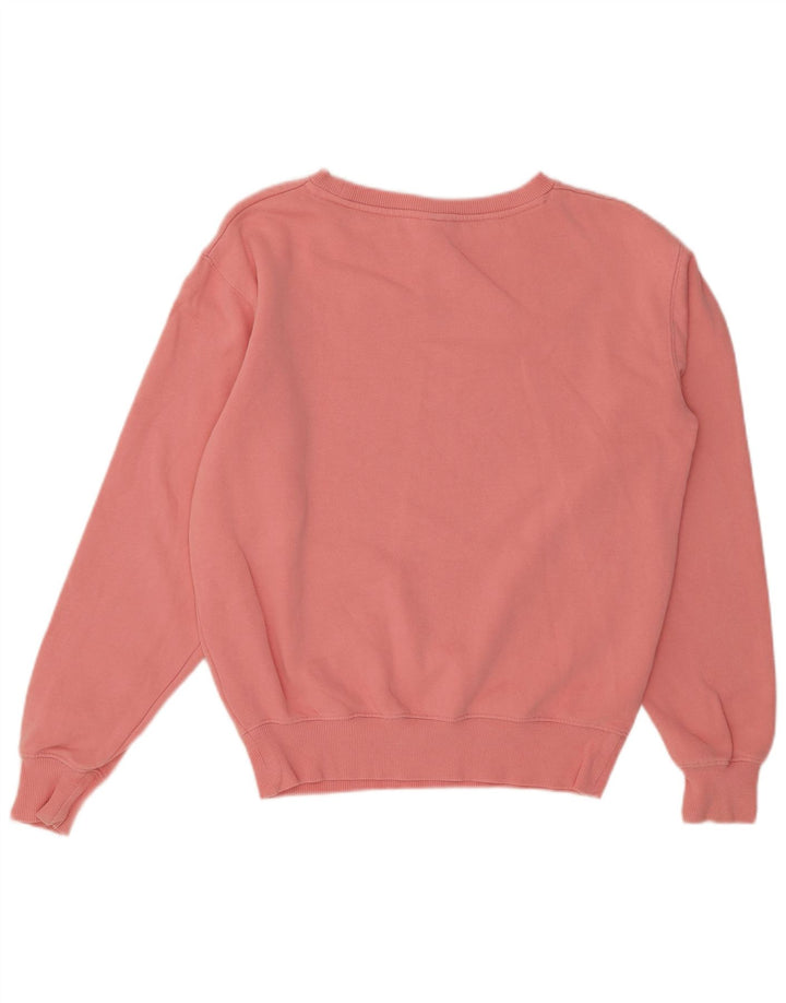 ELLESSE Felpa con grafica oversize da donna UK 8 Small Cotone rosa