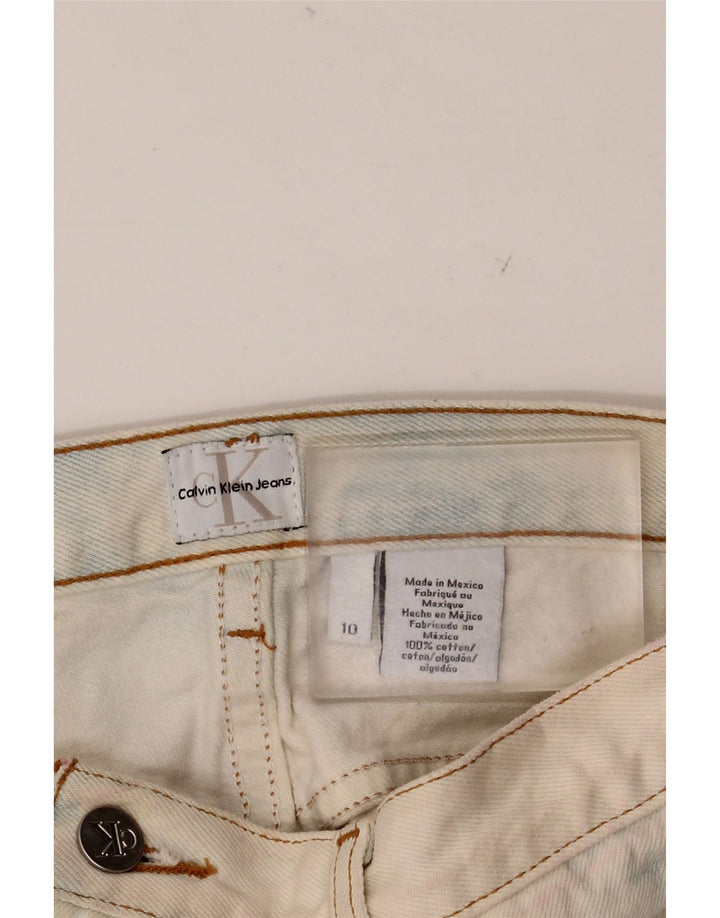 CALVIN KLEIN Pantaloncini di jeans da donna US 10 Large W32 Blu Tie Dye Cotton