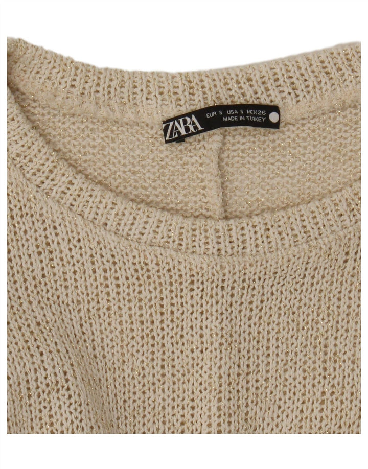 Blusa oversize da donna Zara Top UK 10 piccola beige screziata