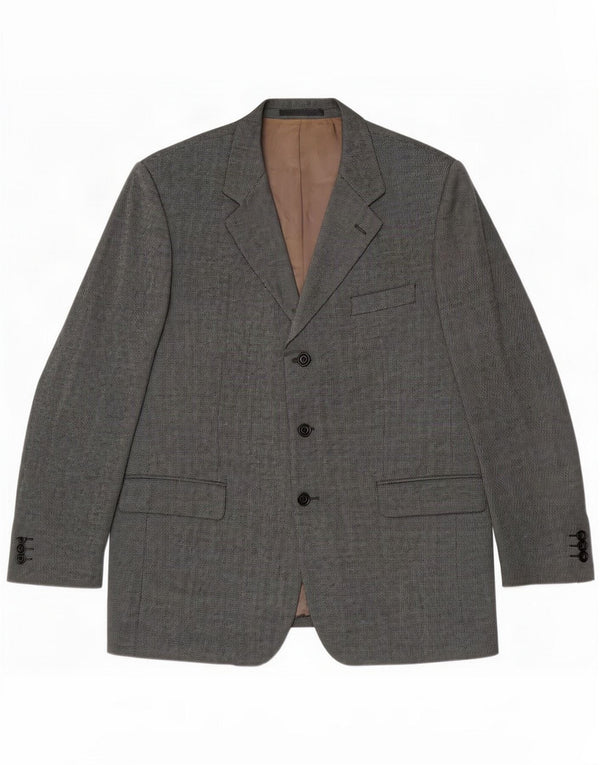 Wellington Giacca blazer da uomo a 3 bottoni UK 46 3XL Lana grigia