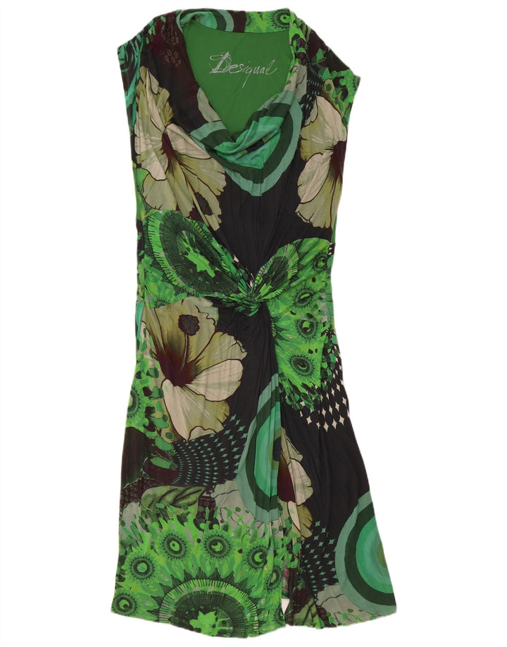 DESIGUAL Abito da donna senza maniche a trapezio UK 20 2XL Verde floreale