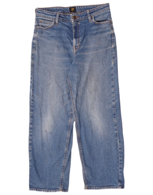 Jeans Lee da donna a gamba larga corta W29 L26 cotone blu