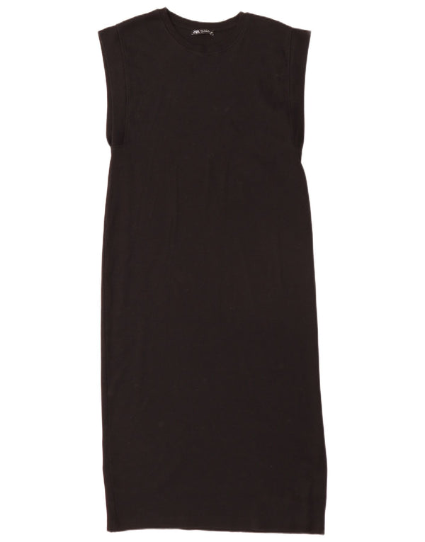 Abito a trapezio regolare senza maniche da donna Zara UK 10 piccolo in cotone nero