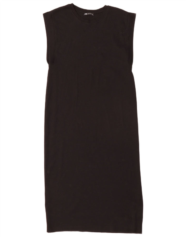 Abito a trapezio regolare senza maniche da donna Zara UK 10 piccolo in cotone nero
