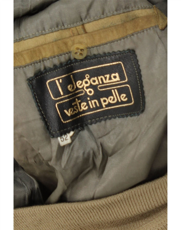 Giubbotto bomber in pelle scamosciata da uomo VINTAGE IT 52 XL in pelle kaki