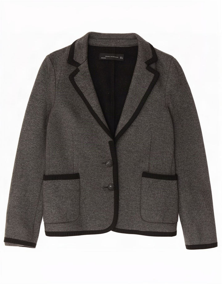 Giacca blazer in maglia a 2 bottoni da donna Zara UK 10 piccola grigia