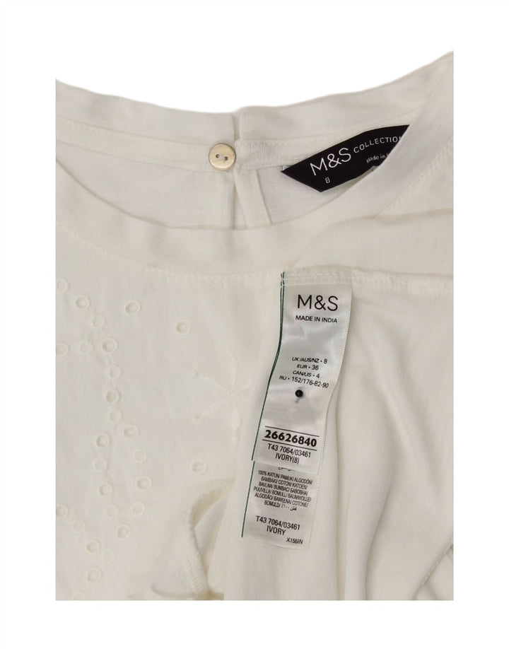 Top in camicetta da donna Marks & Spencer UK 8 piccolo bianco modal