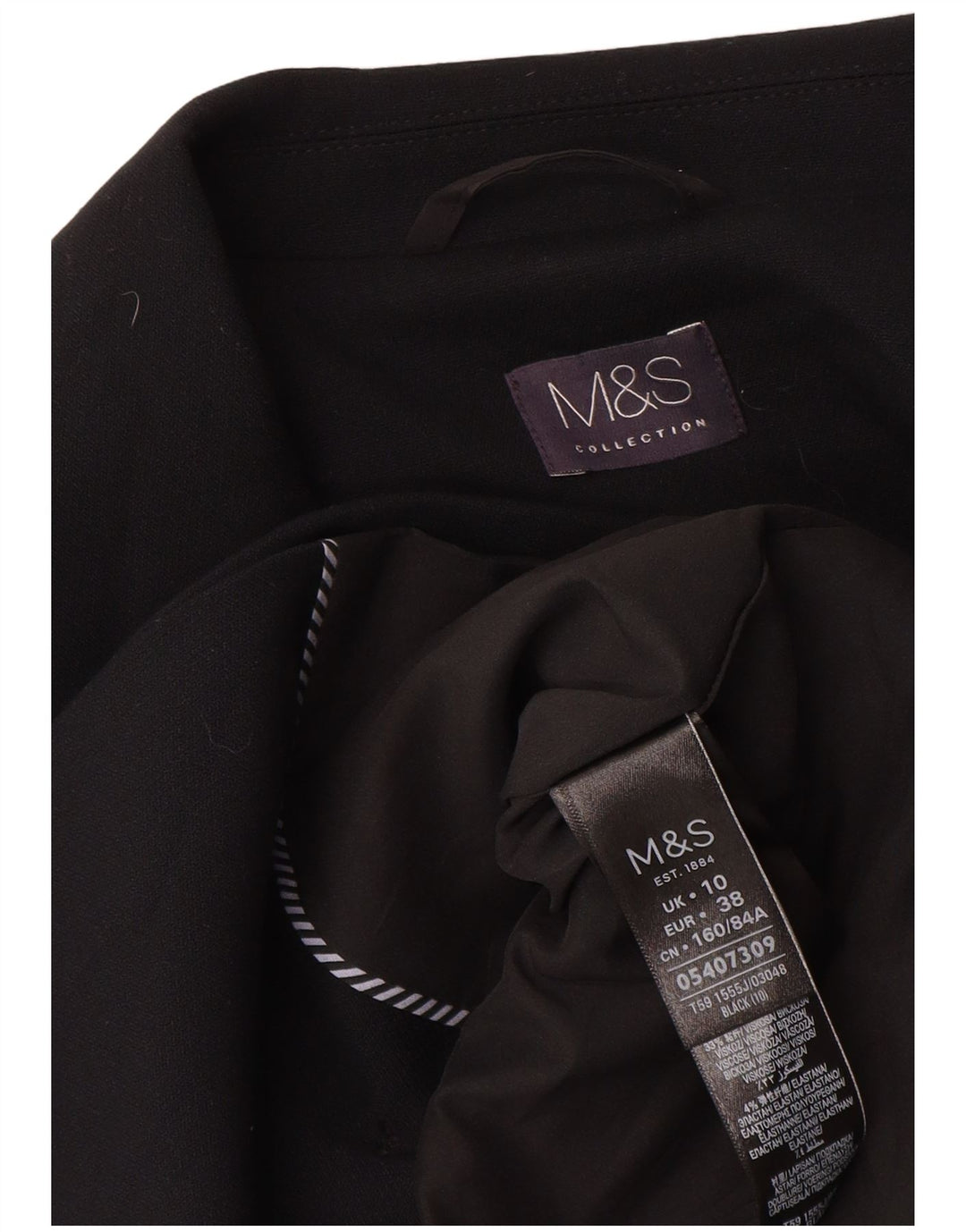 Giacca blazer doppiopetto da donna Marks & Spencer UK 10 piccola nera