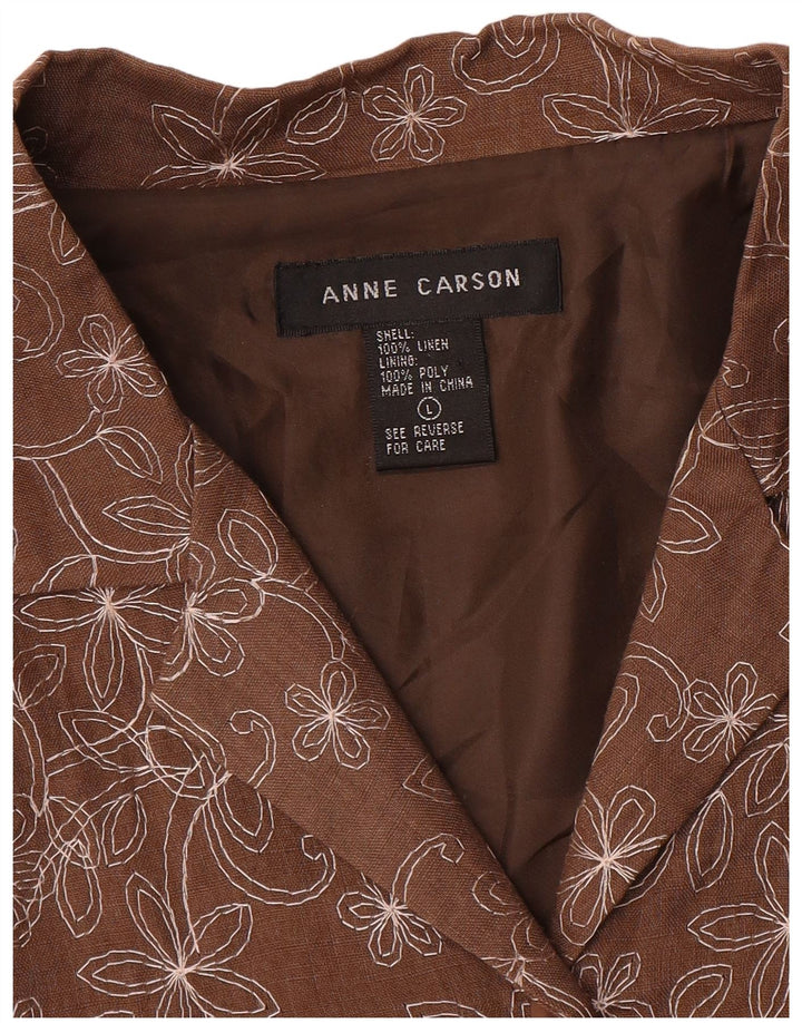 Giacca blazer da donna con maniche a 3/4 Anne Carson UK 16 grande marrone floreale