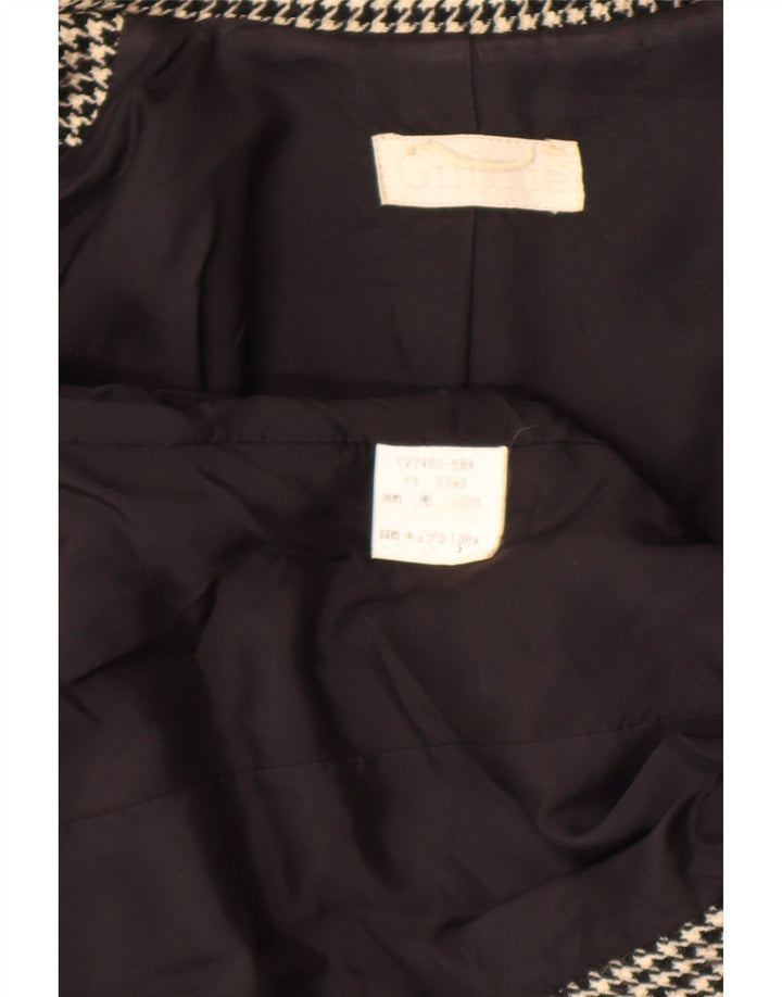 Giacca blazer da donna a 4 bottoni Griffe UK 10 piccolo pied de poule nero