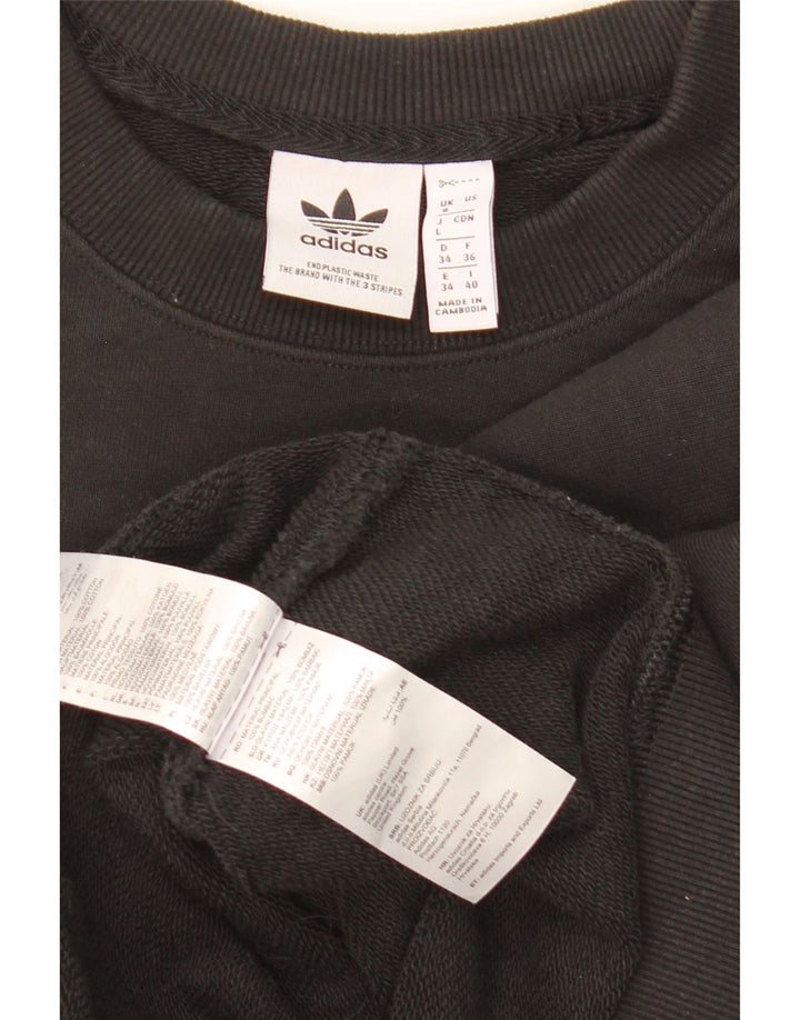 Felpa corta da donna oversize Adidas UK 8 piccola in cotone nero