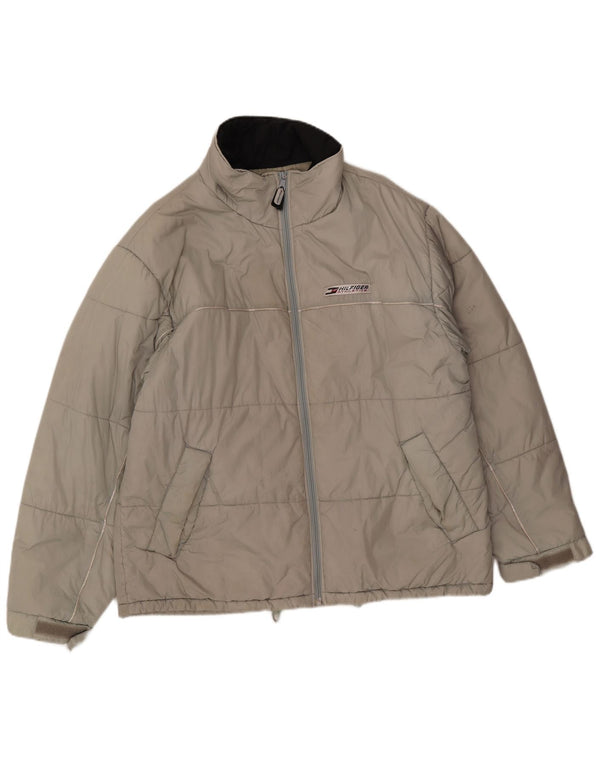 Giacca imbottita foderata da uomo Tommy Hilfiger UK 40 grande nylon grigio