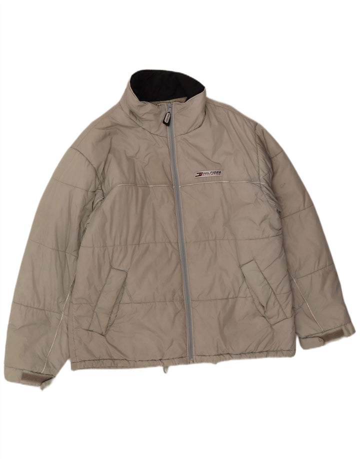 Giacca imbottita foderata da uomo Tommy Hilfiger UK 40 grande nylon grigio