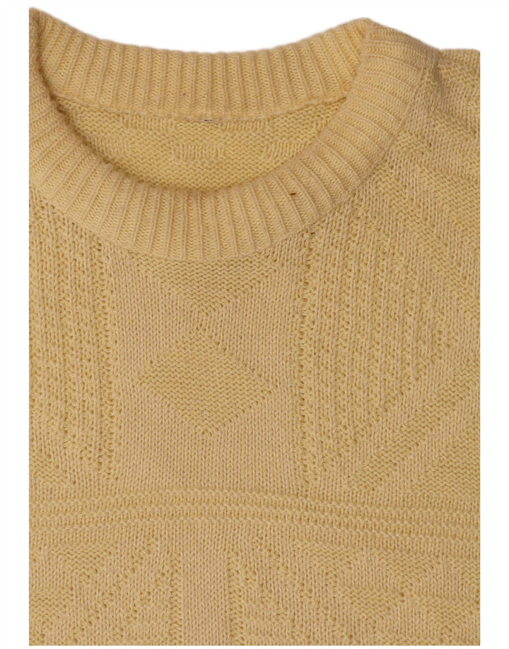 Maglione vintage da uomo con scollo a barca grande giallo