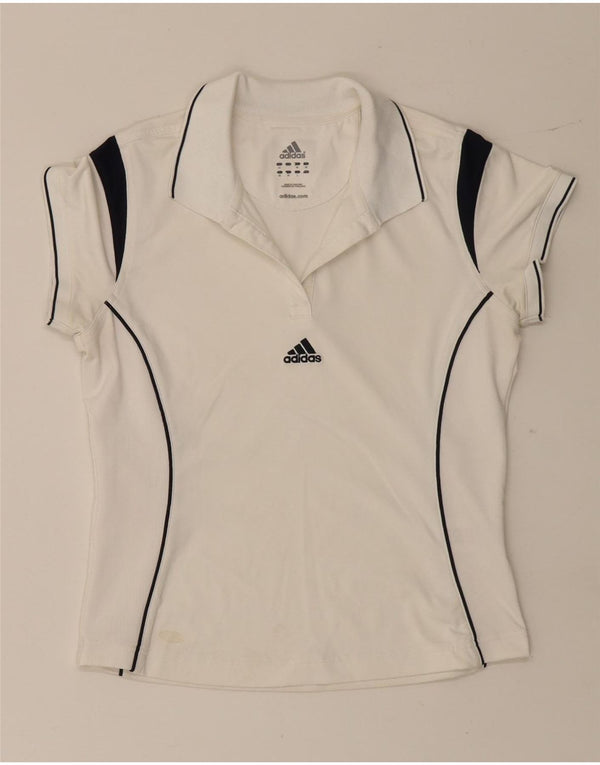 Polo Adidas da donna UK 12 Medium White Colourblock in poliestere