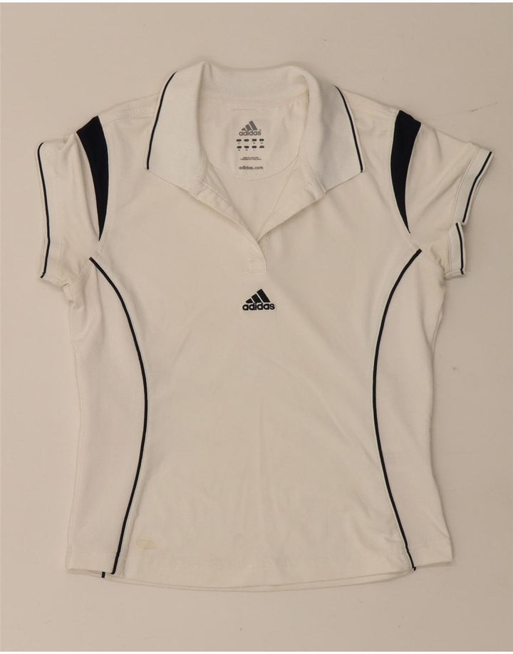 Polo Adidas da donna UK 12 Medium White Colourblock in poliestere