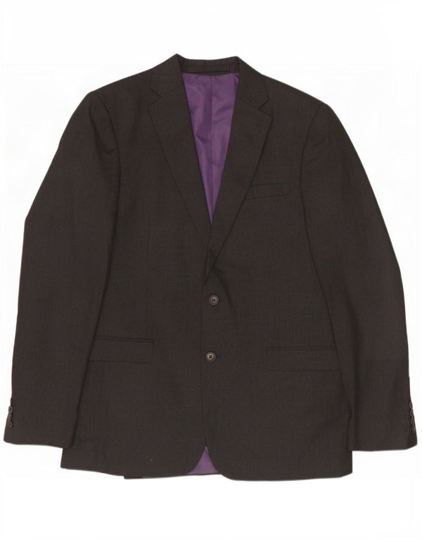 Marks & Spencer Mens Long 2 Button Blazer Jacket UK 42 Large Grey Polyester
