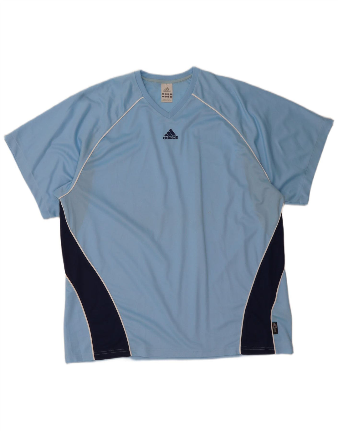 Adidas Uomo Climalite T-shirt Top XL Blu Colourblock Poliestere
