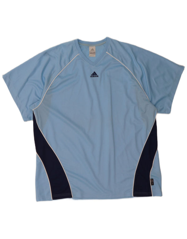 Adidas Uomo Climalite T-shirt Top XL Blu Colourblock Poliestere