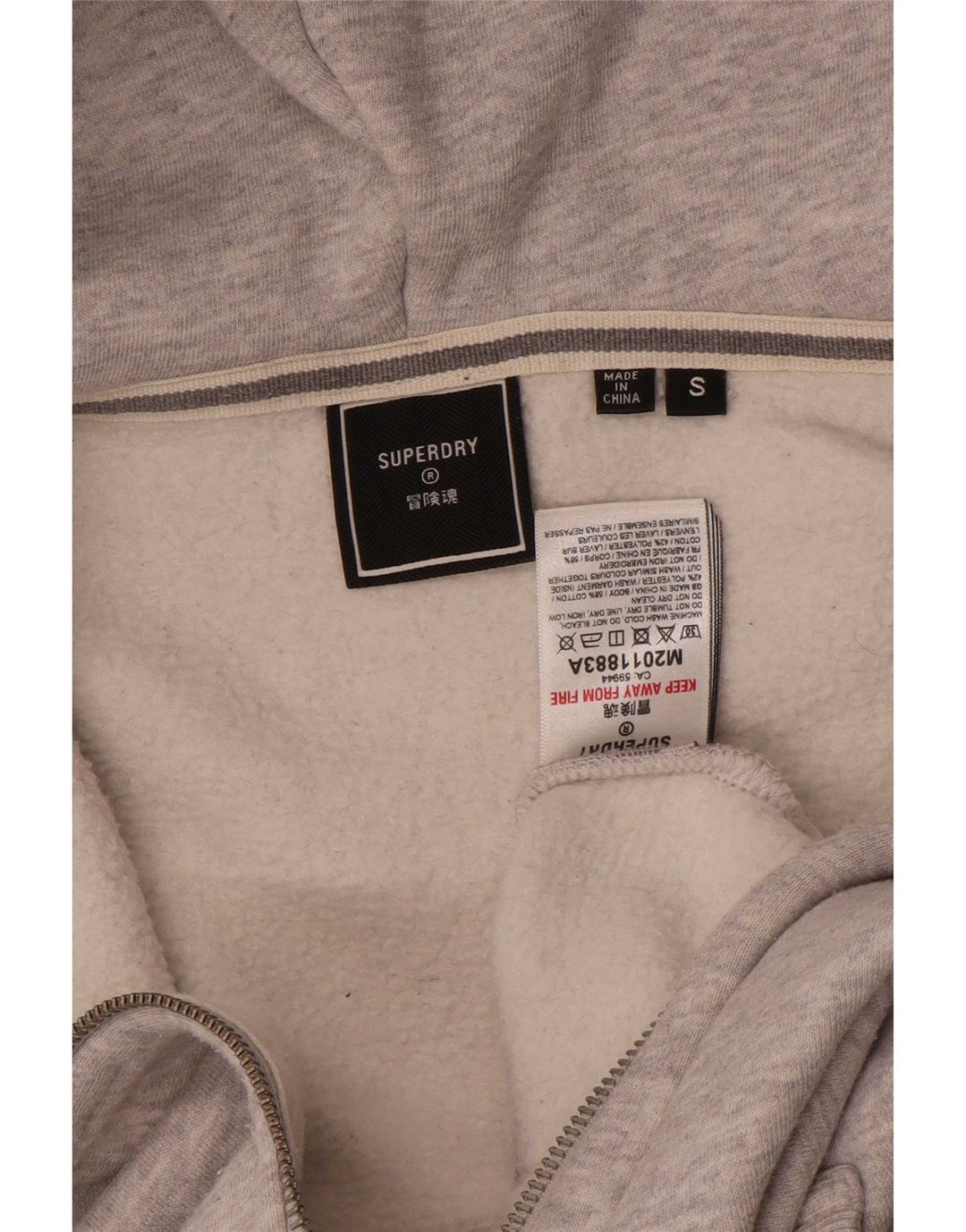 Maglione con cappuccio e zip da uomo Superdry piccolo in cotone grigio