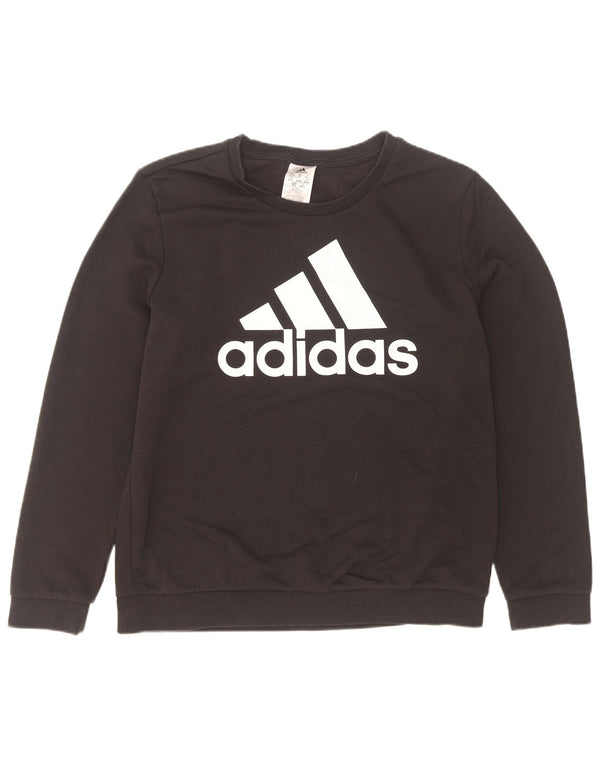 Felpa grafica da donna Adidas Jumper UK 12/14 cotone nero medio