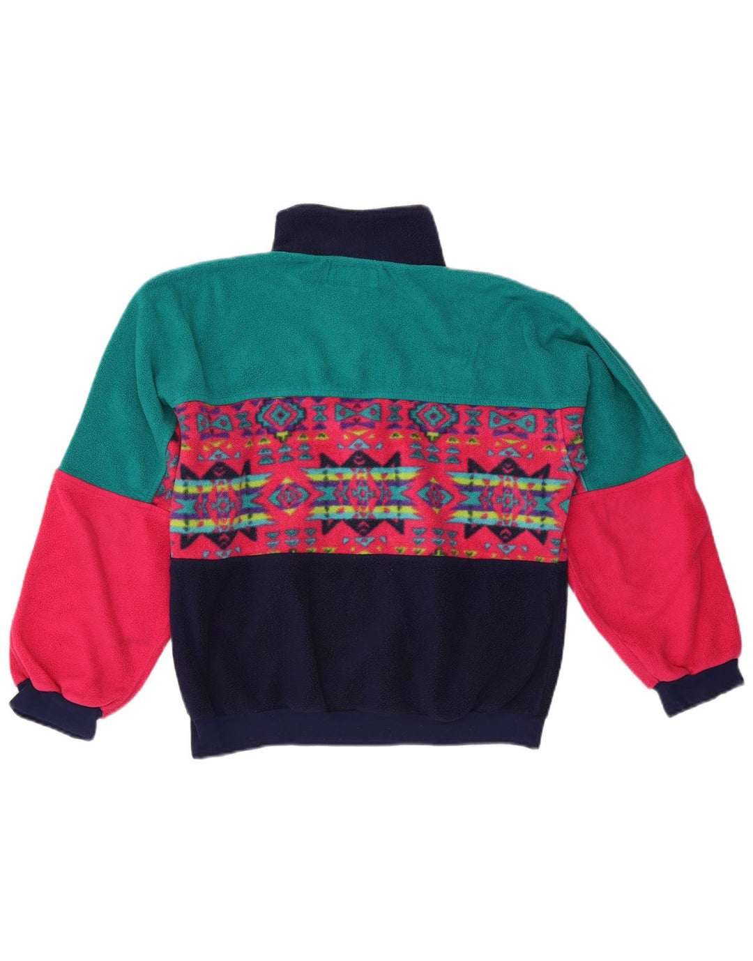 Maglione in pile da uomo Aesse Polartec con zip e collo medio multicolore geometrico