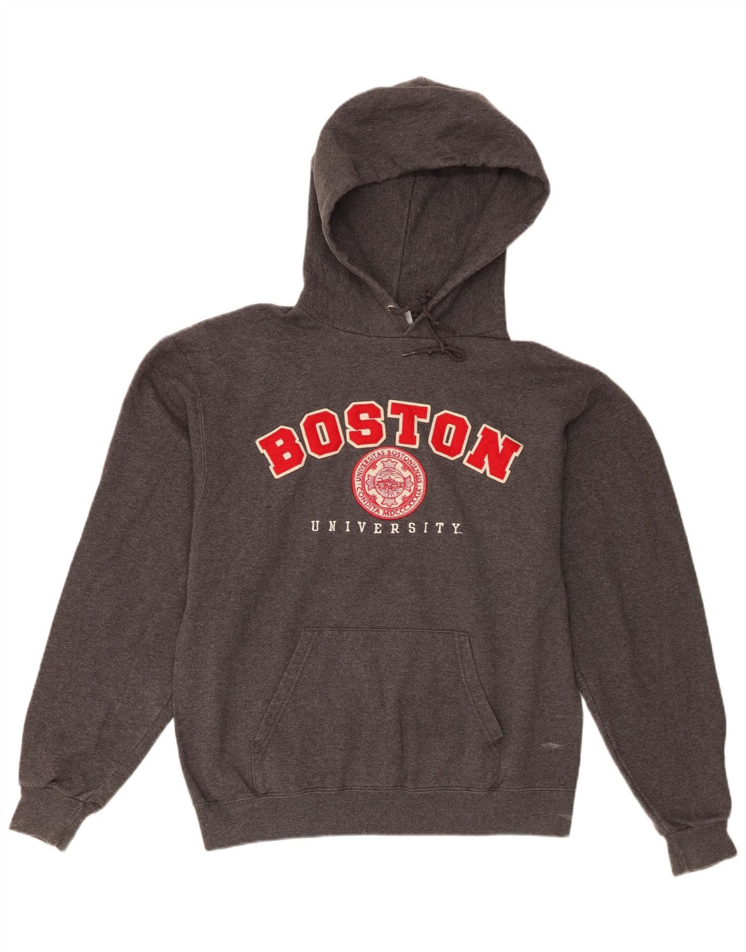 Felpa con cappuccio grafica Champion da uomo della Boston University, grigio medio chiazzato