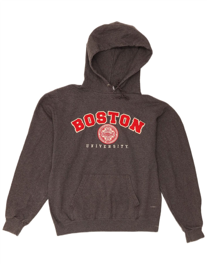 Felpa con cappuccio grafica Champion da uomo della Boston University, grigio medio chiazzato