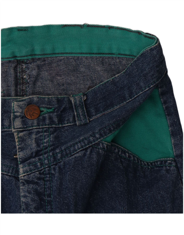 Mini gonna di jeans vintage da donna W26 piccola color block blu navy