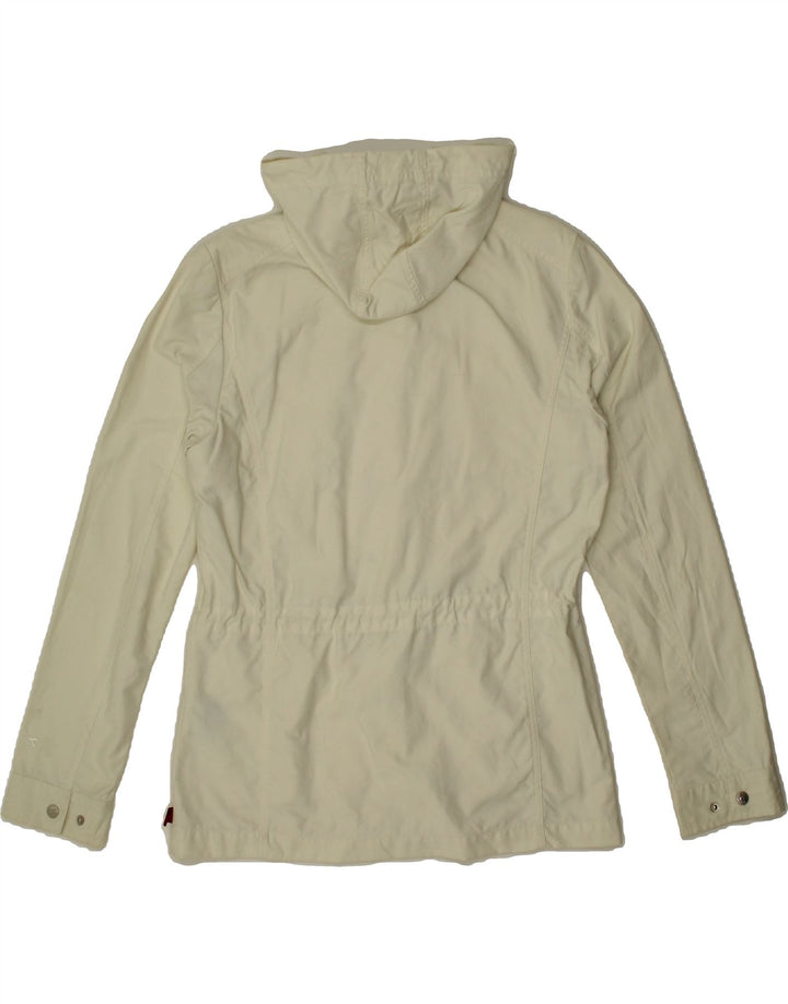 DIADORA Womens Hooded Windbreaker Jacket UK 14 Medium Off White Cotton Vintage Diadora and Second-Hand Diadora from Messina Hembry 