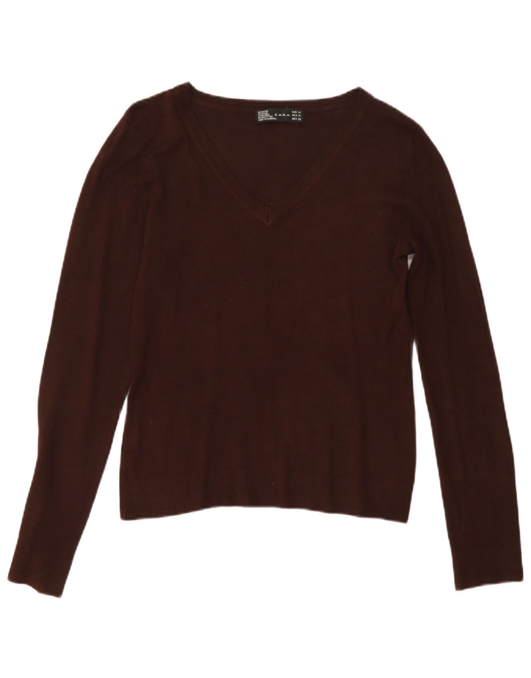 Maglione Zara da donna con scollo a V UK 12 Rayon marrone medio