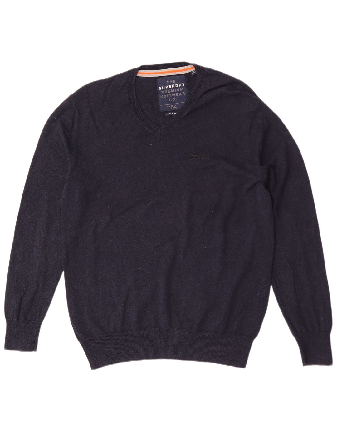 Maglione da uomo con scollo a V Superdry XL in cotone blu navy