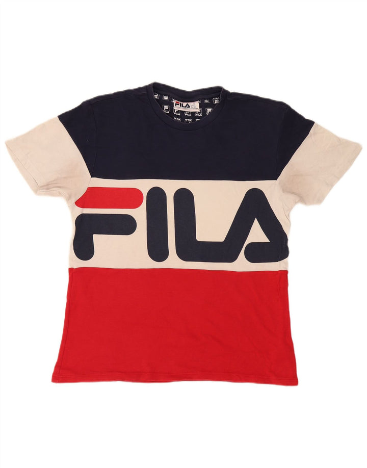 T-shirt grafica da uomo Fila Top in cotone color block medio multicolore