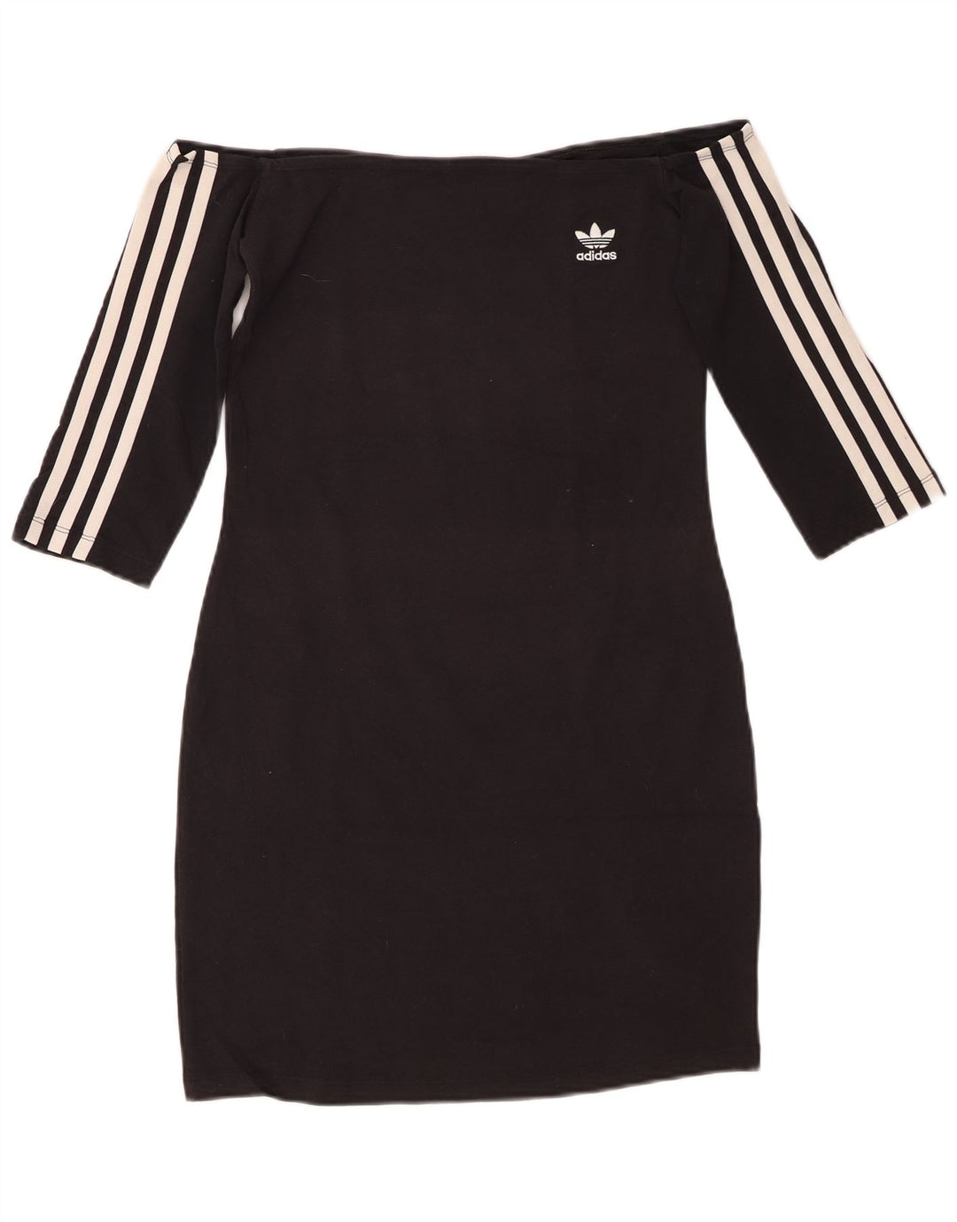 Abito ADIDAS da donna con maniche a 3/4 e spalle scoperte UK 8 piccolo in cotone nero