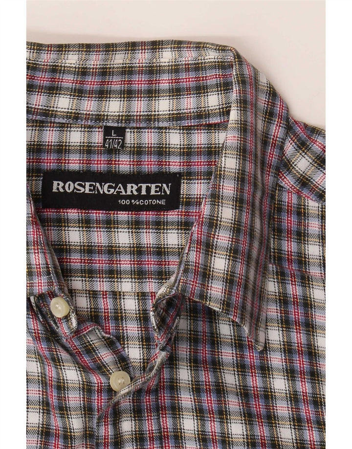 Camicia da uomo in flanella Rosengarten taglia 41/42 grande cotone a quadri multicolore