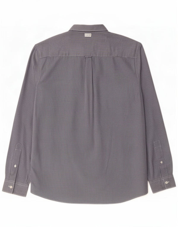 Camicia da uomo dal taglio classico piuttosto verde, grande in cotone a quadretti blu