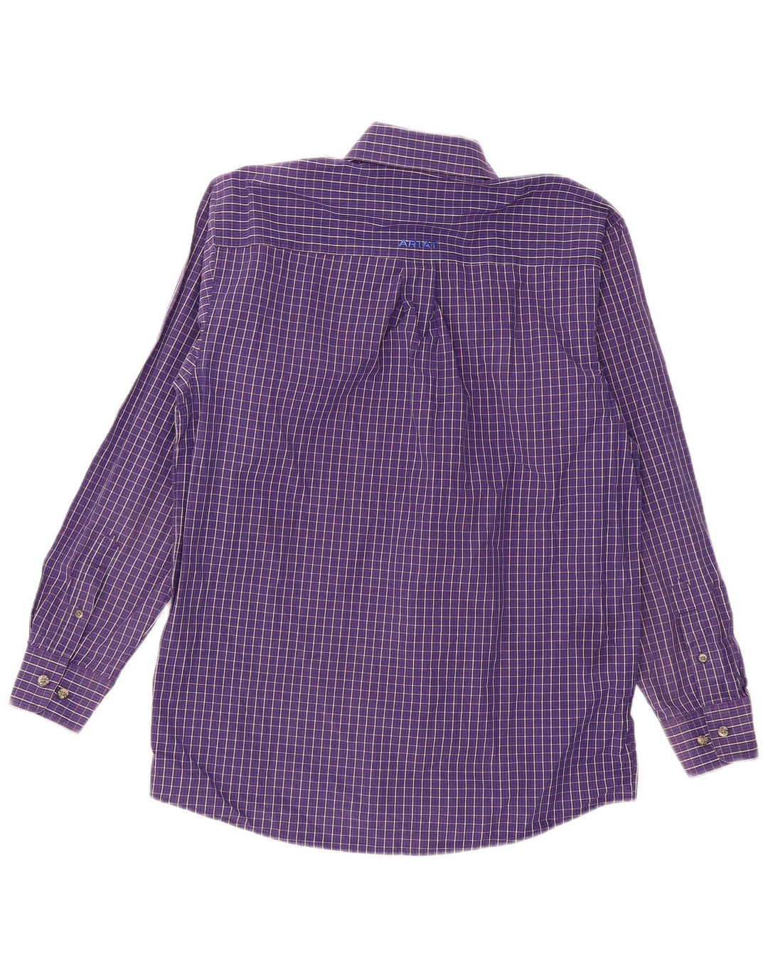 ARIAT Mens Shirt Small Purple Check Cotton